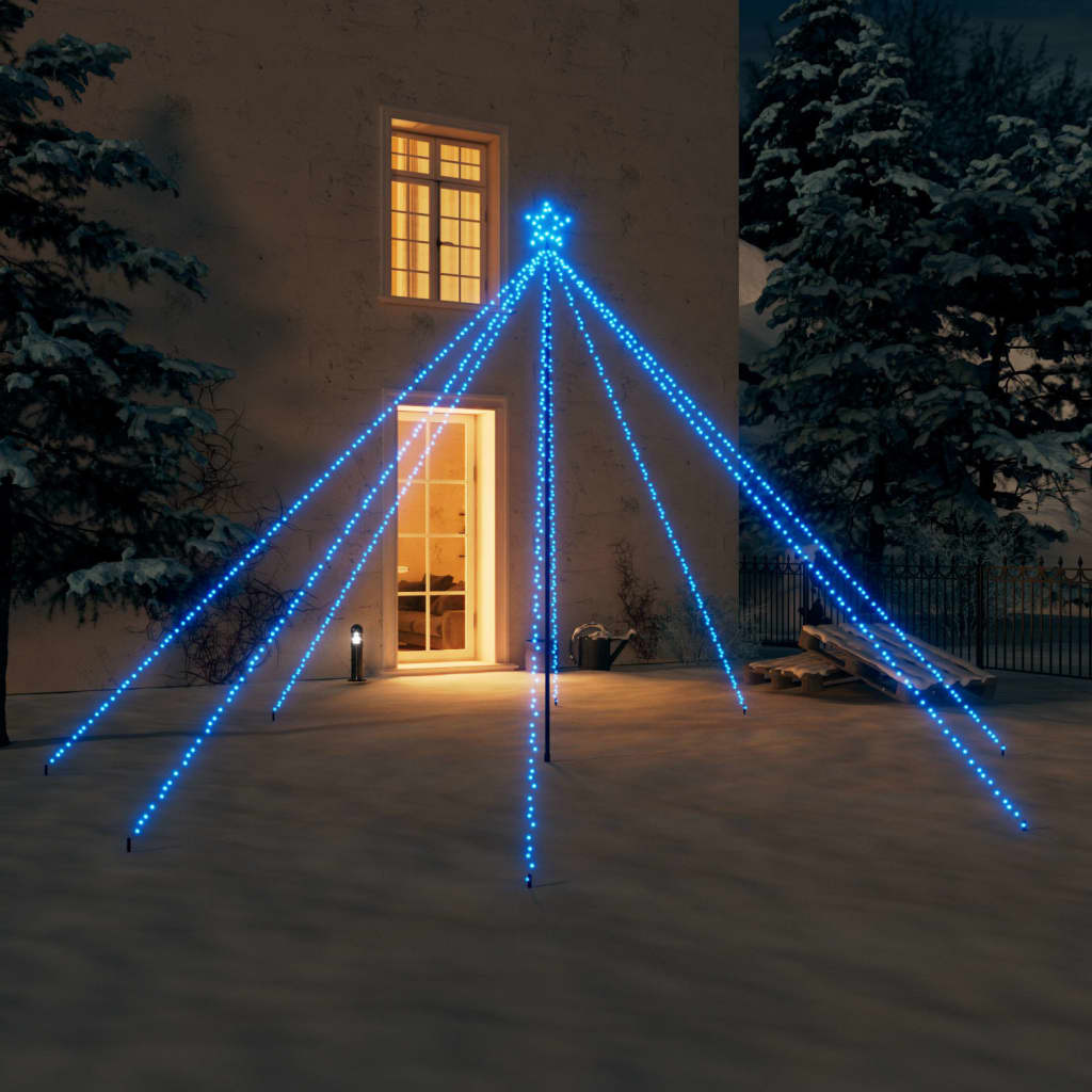 vidaXL lysende juletræ 3,6 m 576 LED'er inde/ude blåt lys