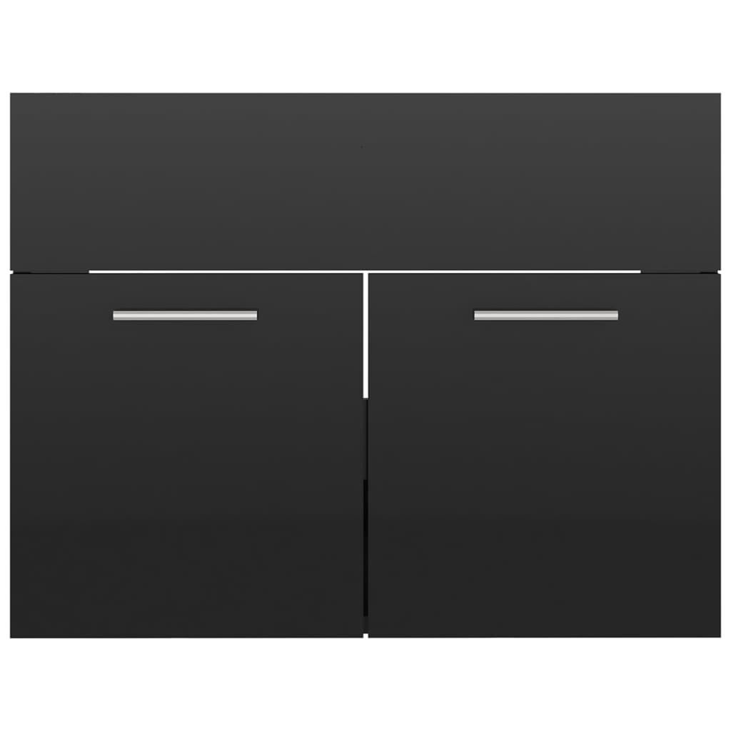 vidaXL badeværelsesmøbelsæt 2 dele spånplade sort højglans