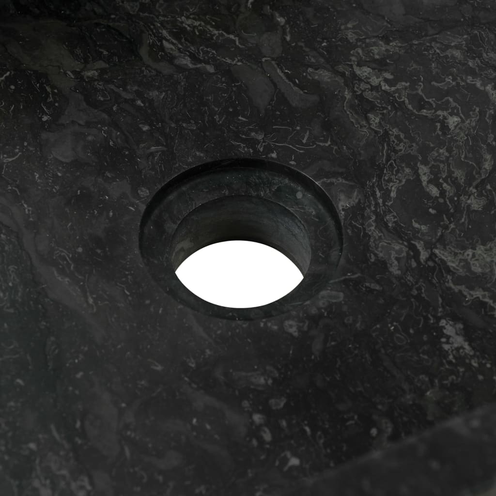 vidaXL badeværelsesskab med håndvaske massivt teak marmor sort