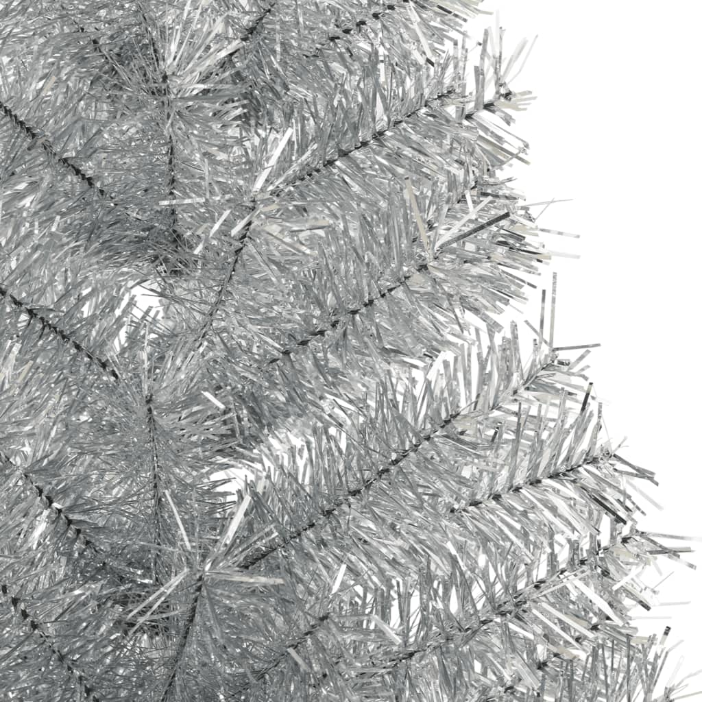 vidaXL kunstigt halvt juletræ med juletræsfod 120 cm PET sølvfarvet
