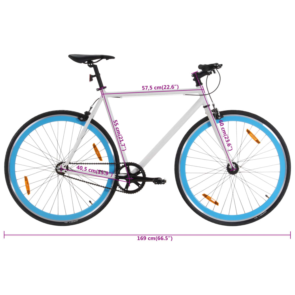 vidaXL cykel 1 gear 700c 55 cm hvid og blå