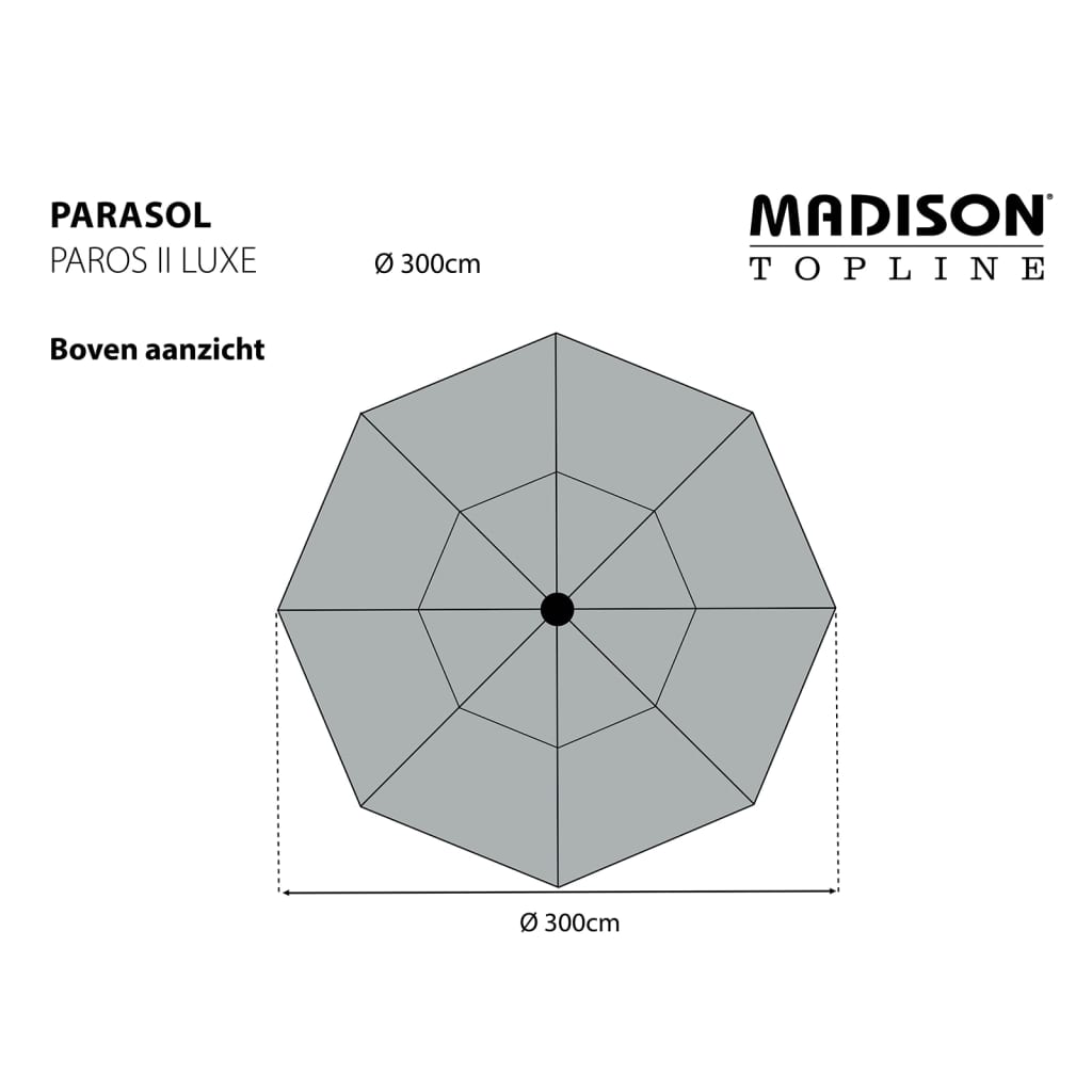 Madison parasol Paros II Luxe 300 cm gråbrun