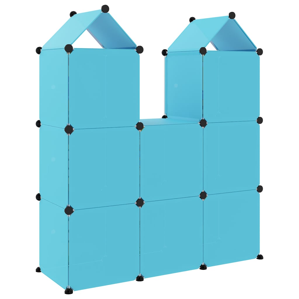 vidaXL opbevaringsreol til børn 8 kubeformede kasser PP blå