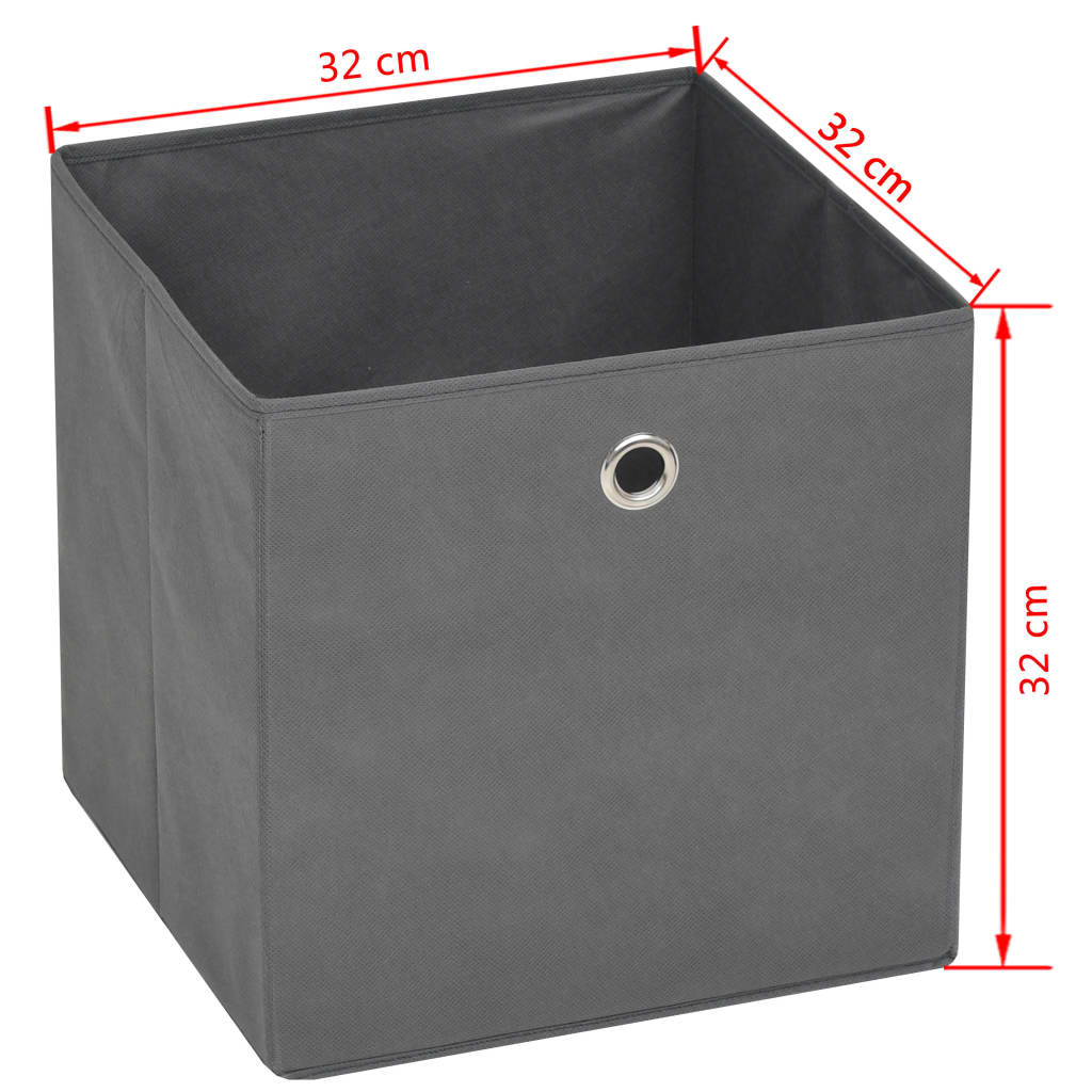 vidaXL opbevaringskasser 10 stk. ikke-vævet stof 32x32x32 cm grå