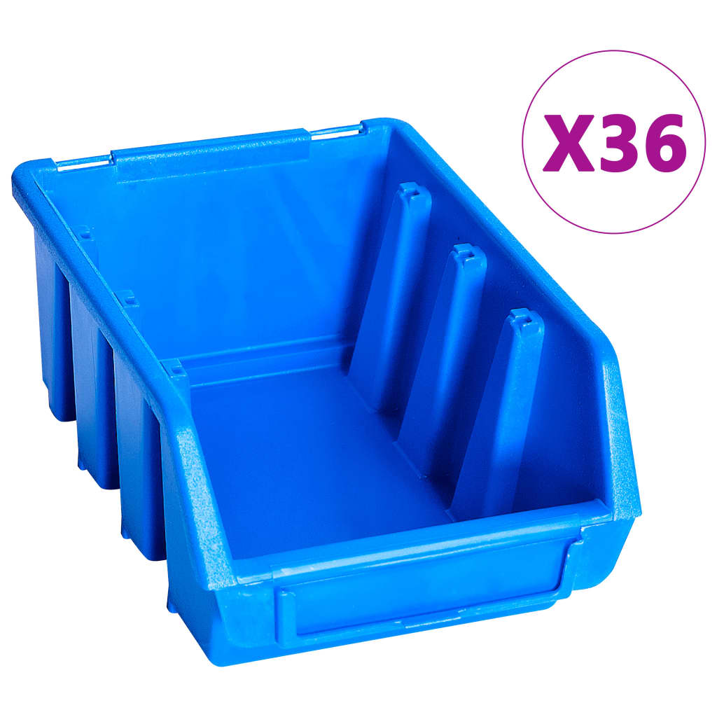 vidaXL opbevaringssæt med vægpaneler 96 dele blå