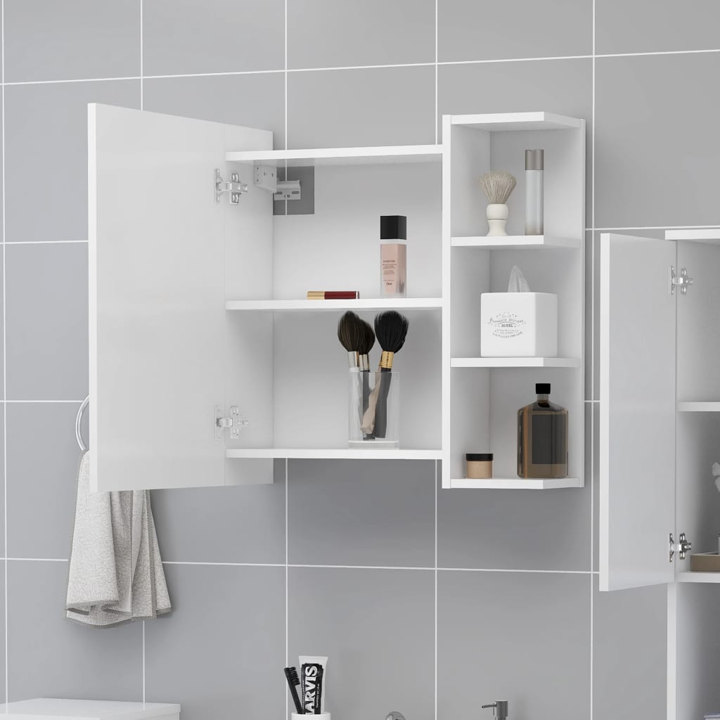 vidaXL badeværelsesskab med spejl 62,5x20,5x64 cm konstrueret træ hvid