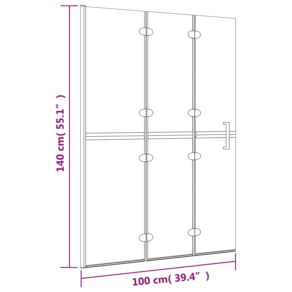 vidaXL foldbar bruseafskærmning 100x140 cm sikkerhedsglas hvid
