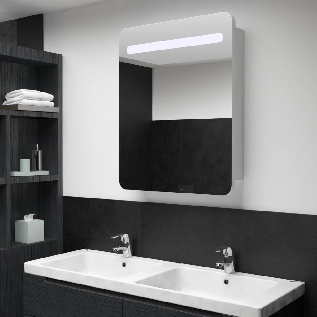 vidaXL badeværelsesskab med spejl LED 60 x 11 x 80 cm