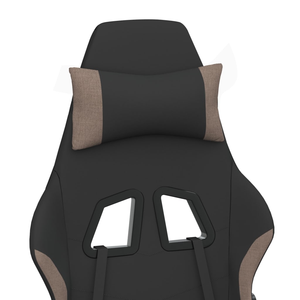 vidaXL gamingstol med massagefunktion + fodstøtte stof sort og gråbrun