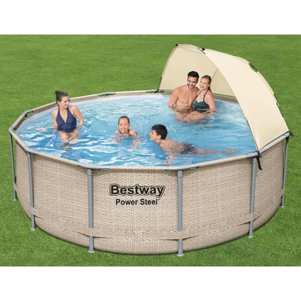 Bestway Power Steel swimmingpoolsæt med baldakin 396x107 cm