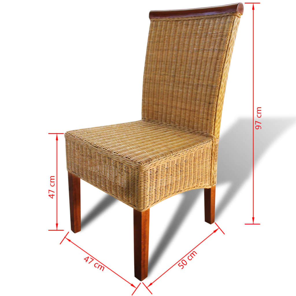 vidaXL spisebordsstole 2 stk. naturligt rattan brun