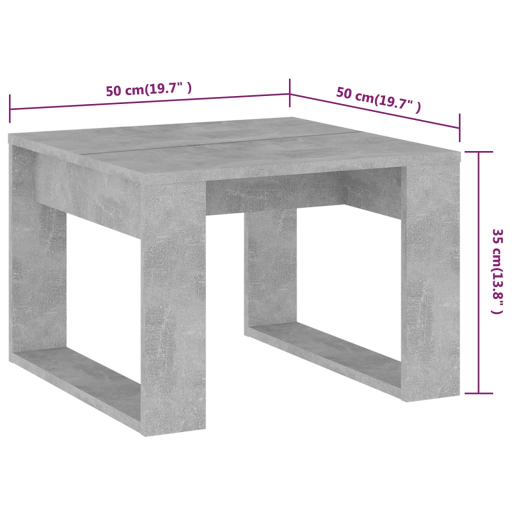 vidaXL sidebord 50x50x35 cm spånplade betongrå