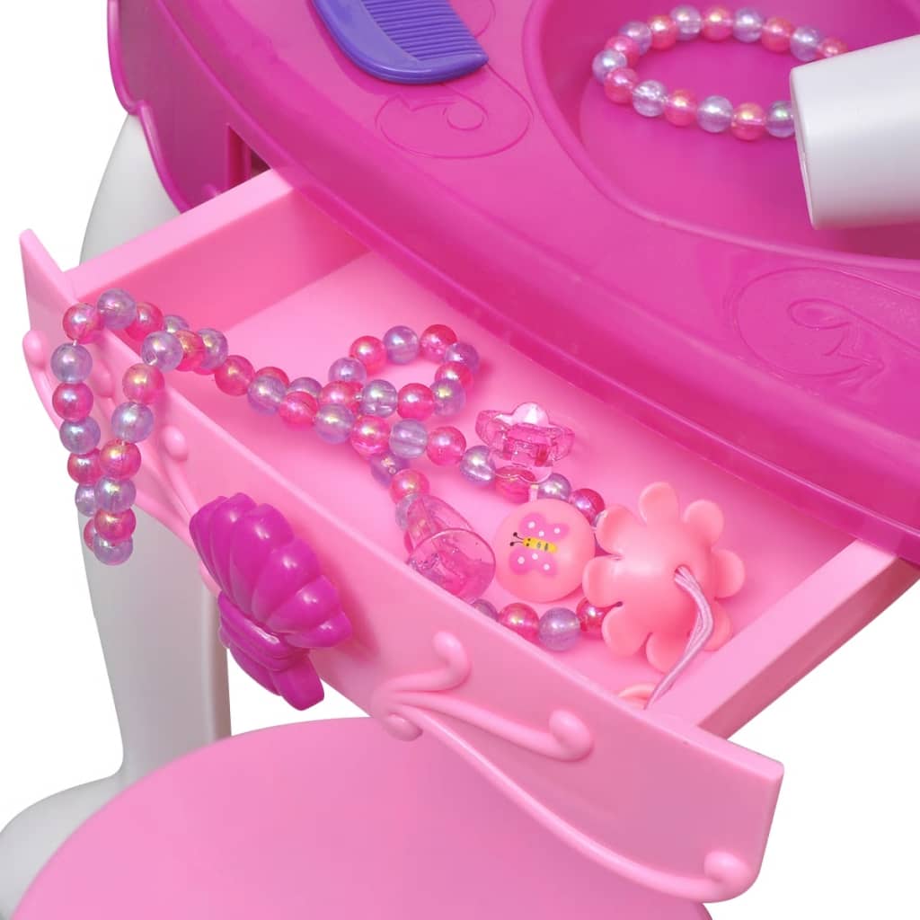 vidaXL stående legetøjskosmetikbord til børn med 3 spejle og lys/lyd