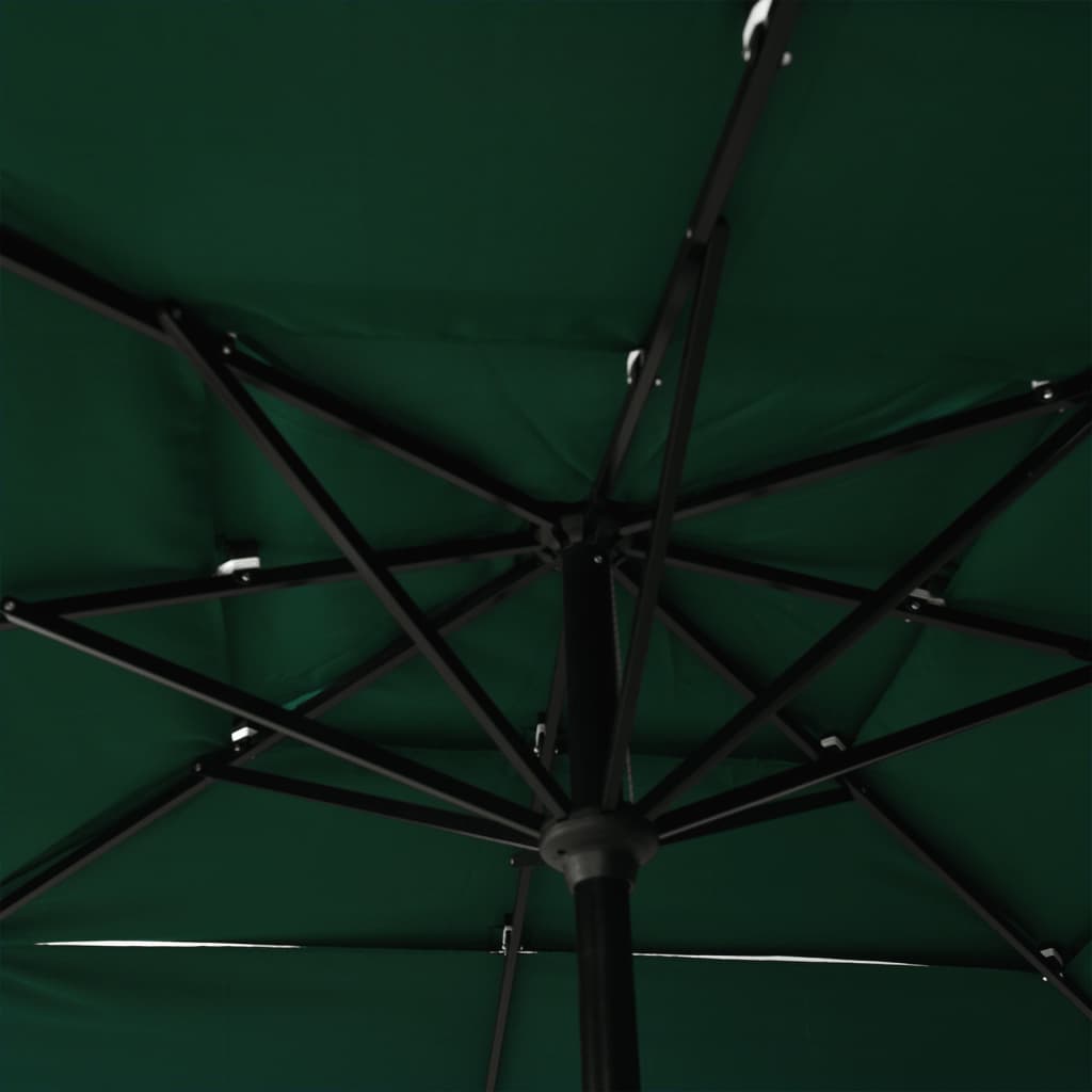 vidaXL parasol med aluminiumsstang i 3 niveauer 2,5x2,5 m grøn