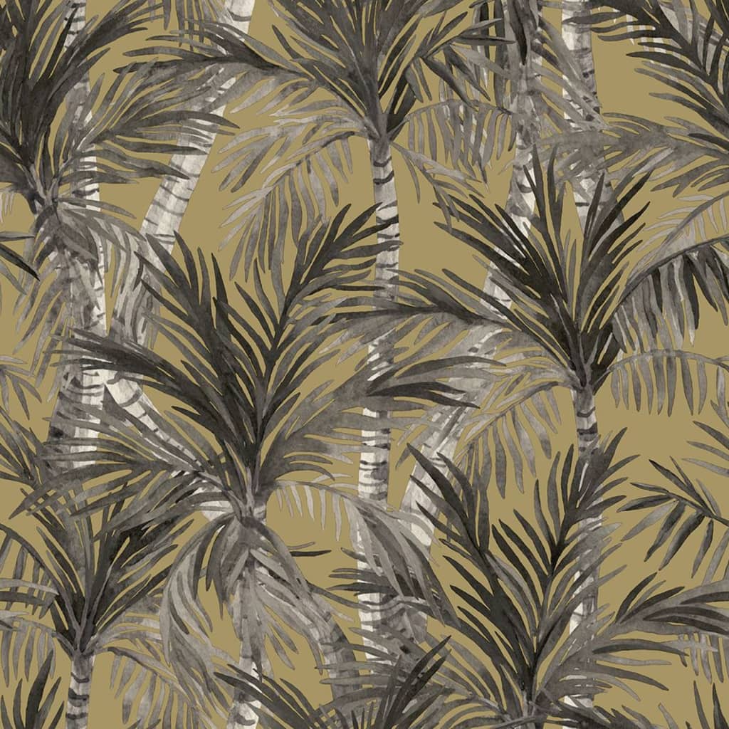 DUTCH WALLCOVERINGS tapet Palm Trees guldfarvet og sort