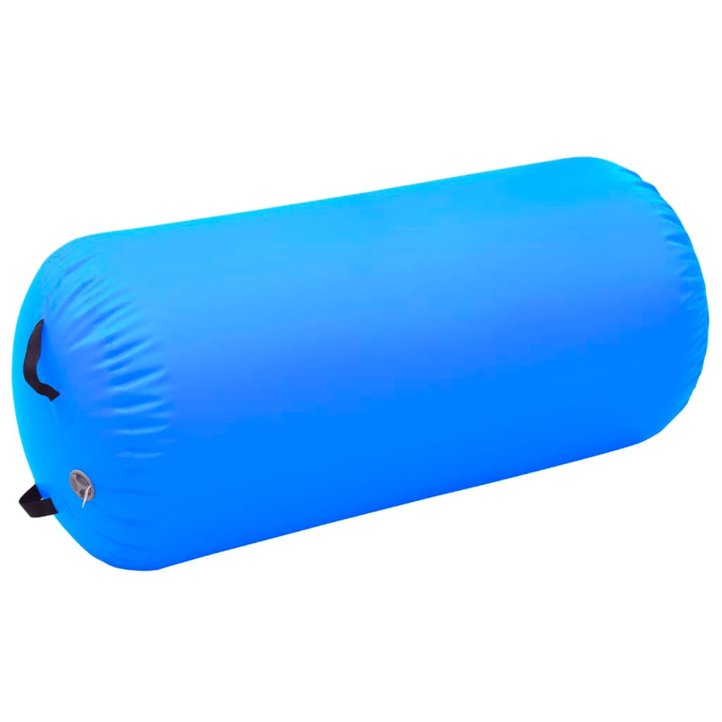 vidaXL oppustelig gymnastikrulle med pumpe 120x75 cm PVC blå