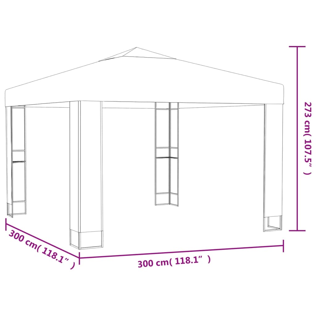 vidaXL pavillon med dobbelttag 3x3x2,7 m 180 g/m² gråbrun
