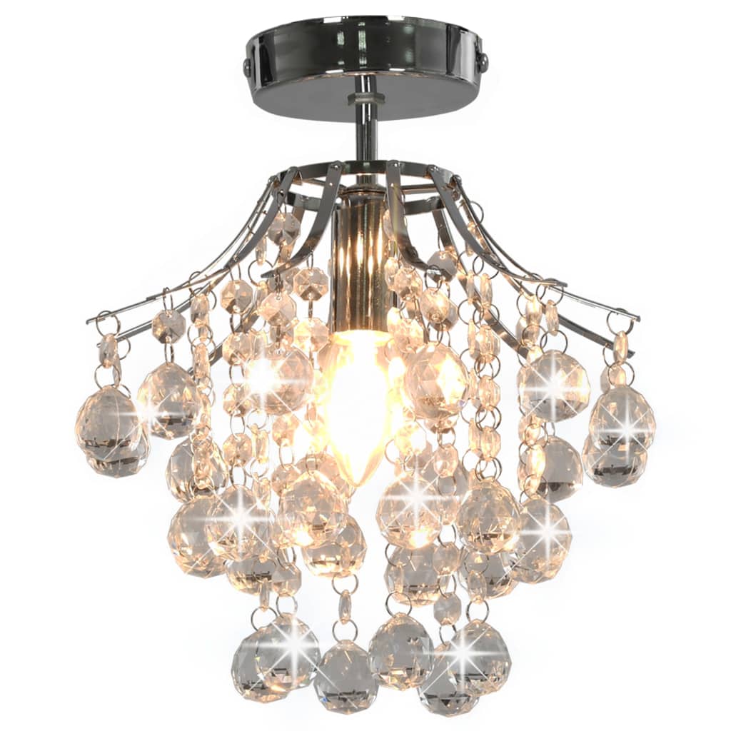 vidaXL loftlampe med krystalperler rund E14 sølvfarvet