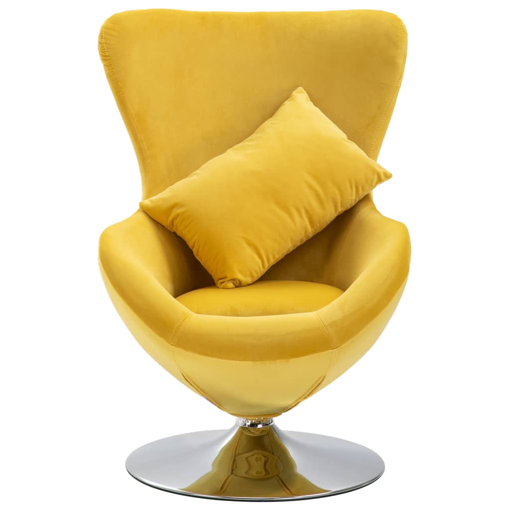 vidaXL drejelig æg-stol med hynde fløjl gul