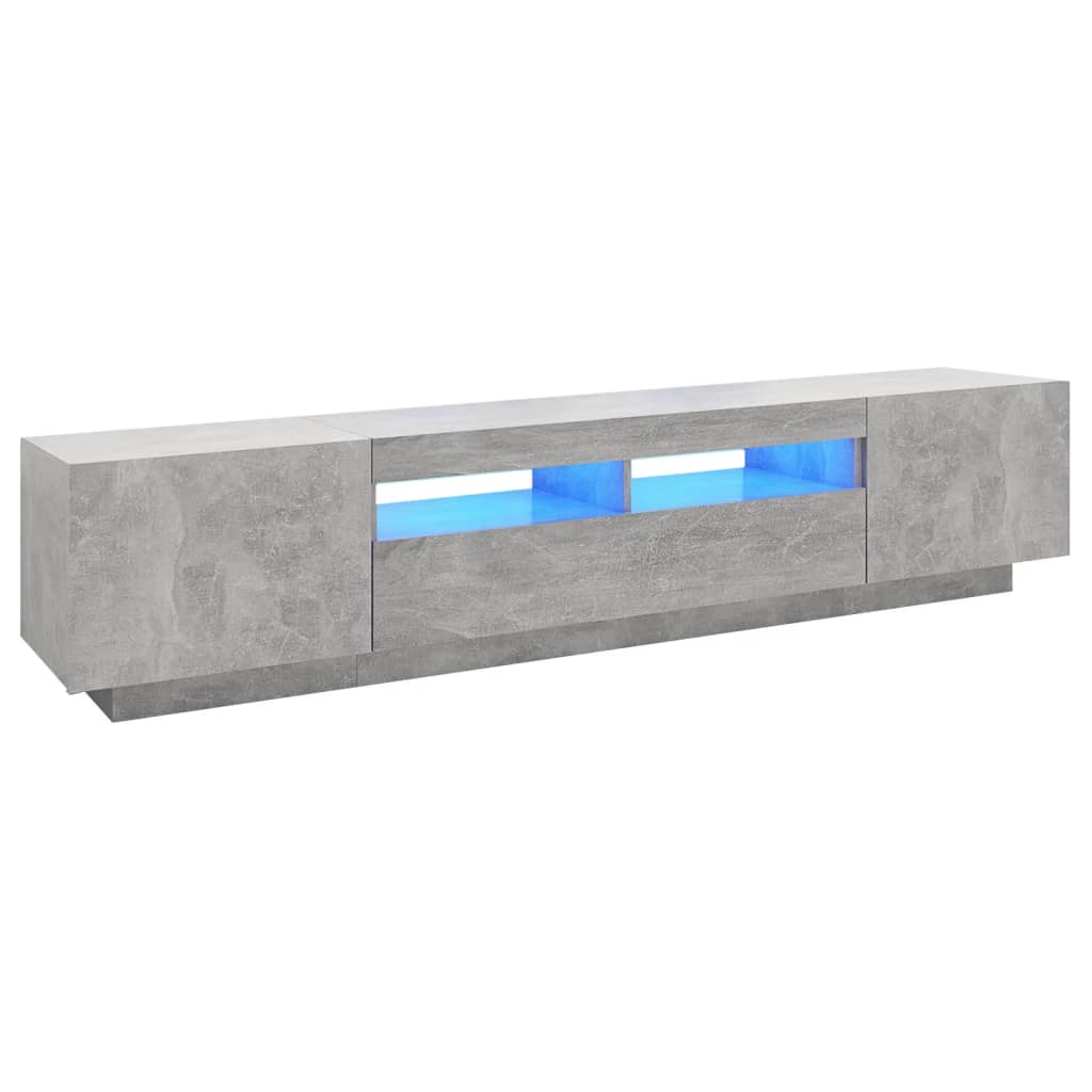 vidaXL tv-skab med LED-lys 200x35x40 cm betongrå
