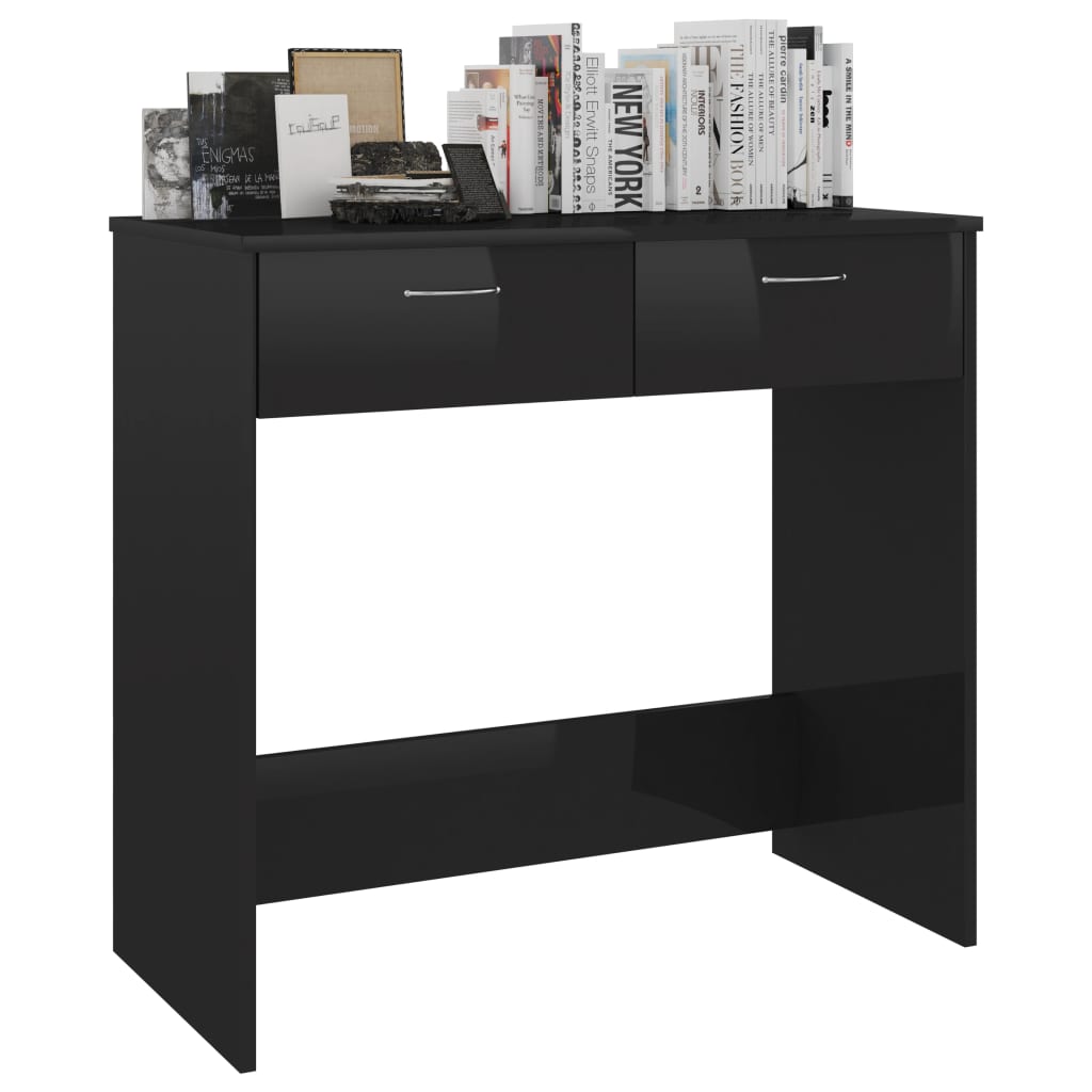 vidaXL skrivebord 80x40x75 cm konstrueret træ sort højglans