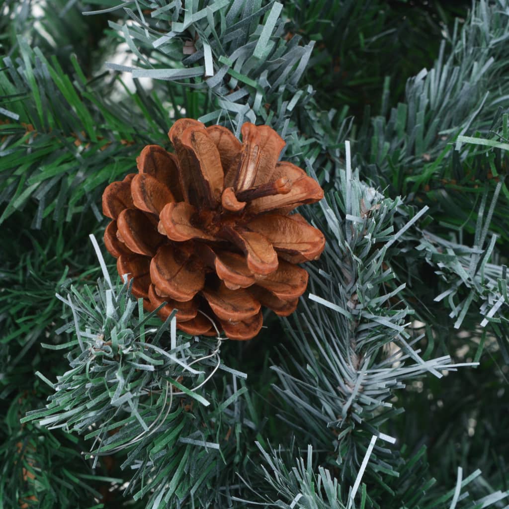 vidaXL kunstigt juletræ med grankogler 210 cm