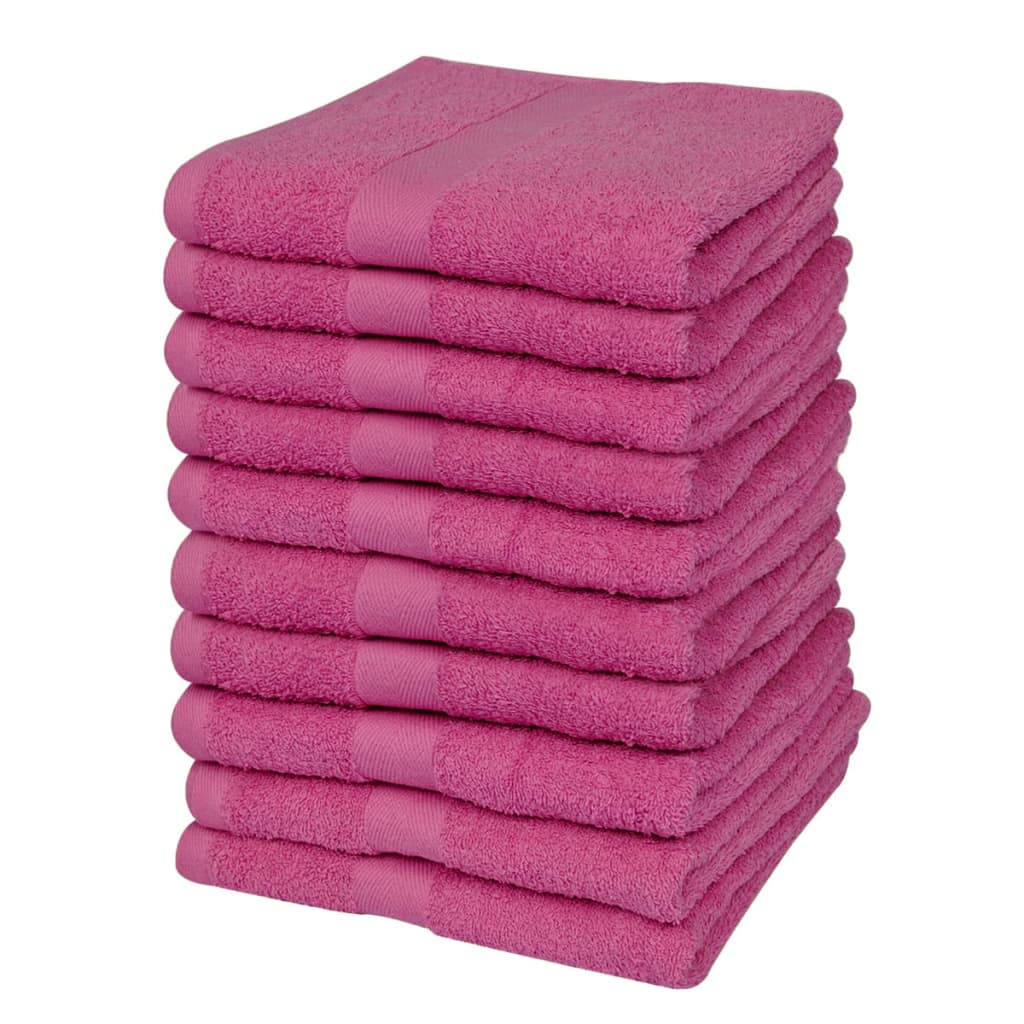 vidaXL gæstehåndklædesæt 10 stk. bomuld 500 gsm 30x50 cm pink