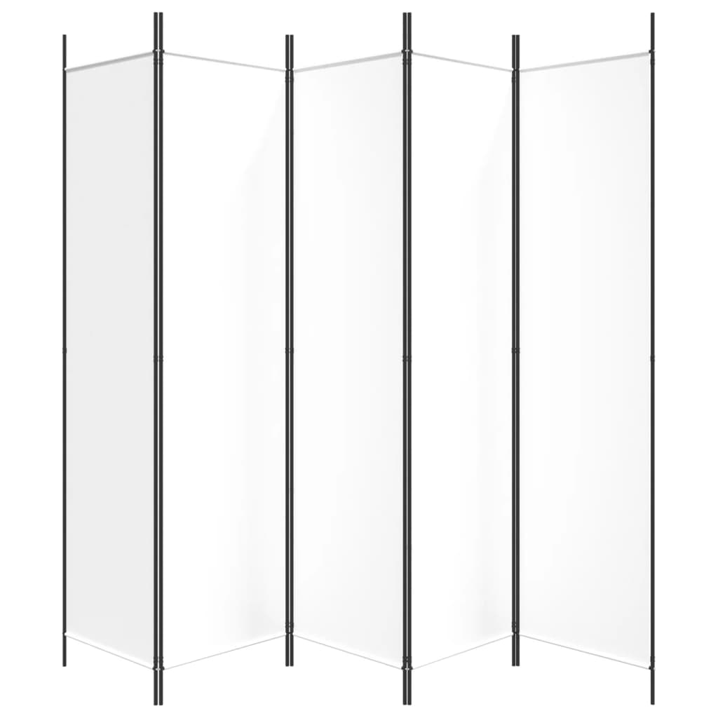 vidaXL 5-panels rumdeler 250x200 cm stof hvid