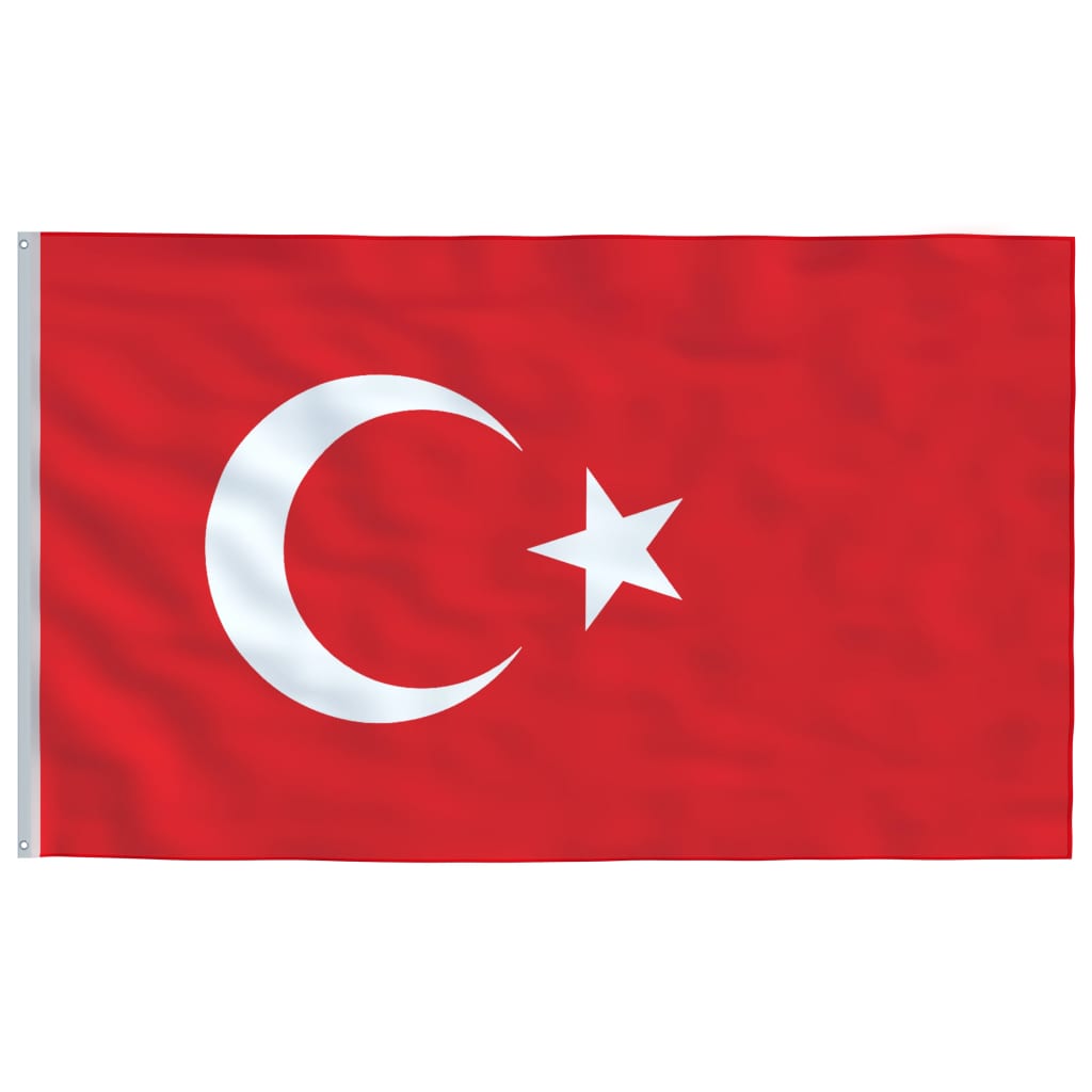 vidaXL Tyrkiet flag og flagstang 6,23 m aluminium