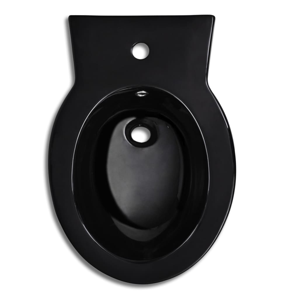 vidaXL toilet- og bidetsæt sort keramik