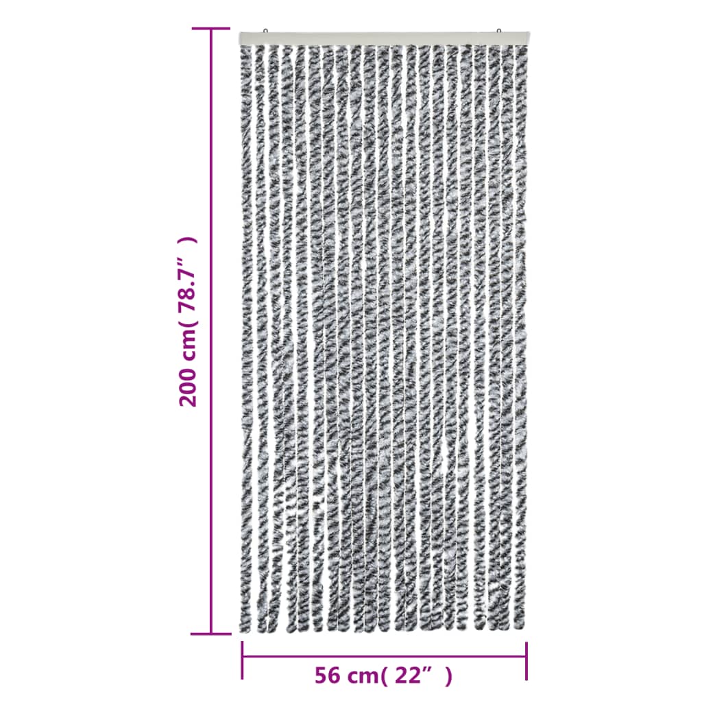 vidaXL flueforhæng 56x200 cm chenille sort og hvid