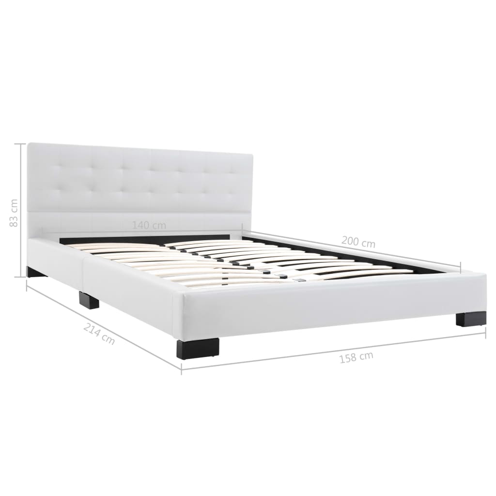 vidaXL seng med madras i memoryskum 140 x 200 cm hvid kunstlæder