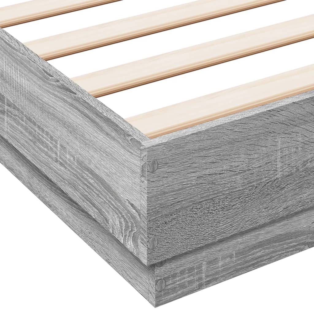 vidaXL sengestel 160x200 cm konstrueret træ grå sonoma-eg