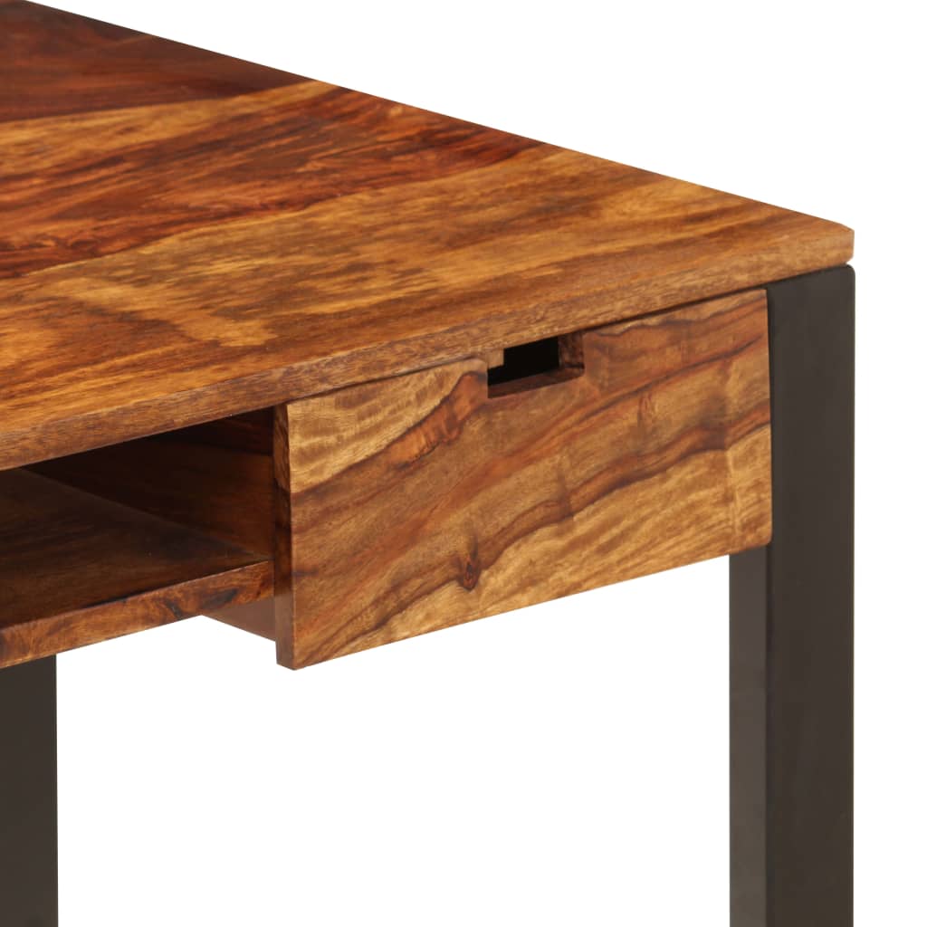vidaXL skrivebord massivt sheeshamtræ og stål 110 x 55 x 78 cm