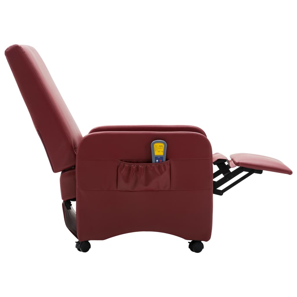vidaXL elektrisk massagelænestol kunstlæder vinrød