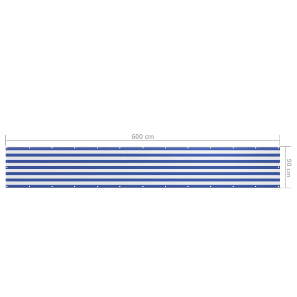 vidaXL altanafskærmning 90x600 cm oxfordstof hvid og blå
