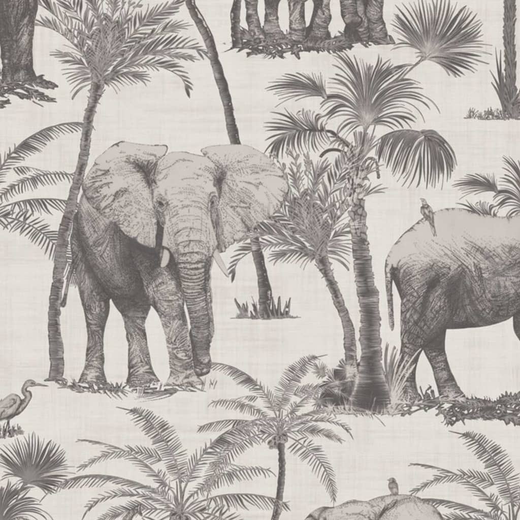 DUTCH WALLCOVERINGS tapet elefanter i lund koksgrå