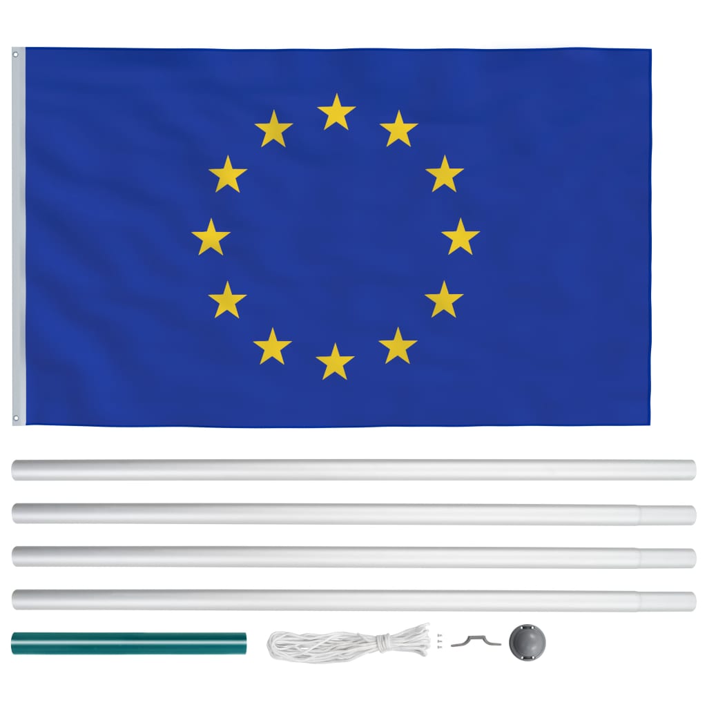 vidaXL Europaflaget og flagstang 6,2 m aluminium