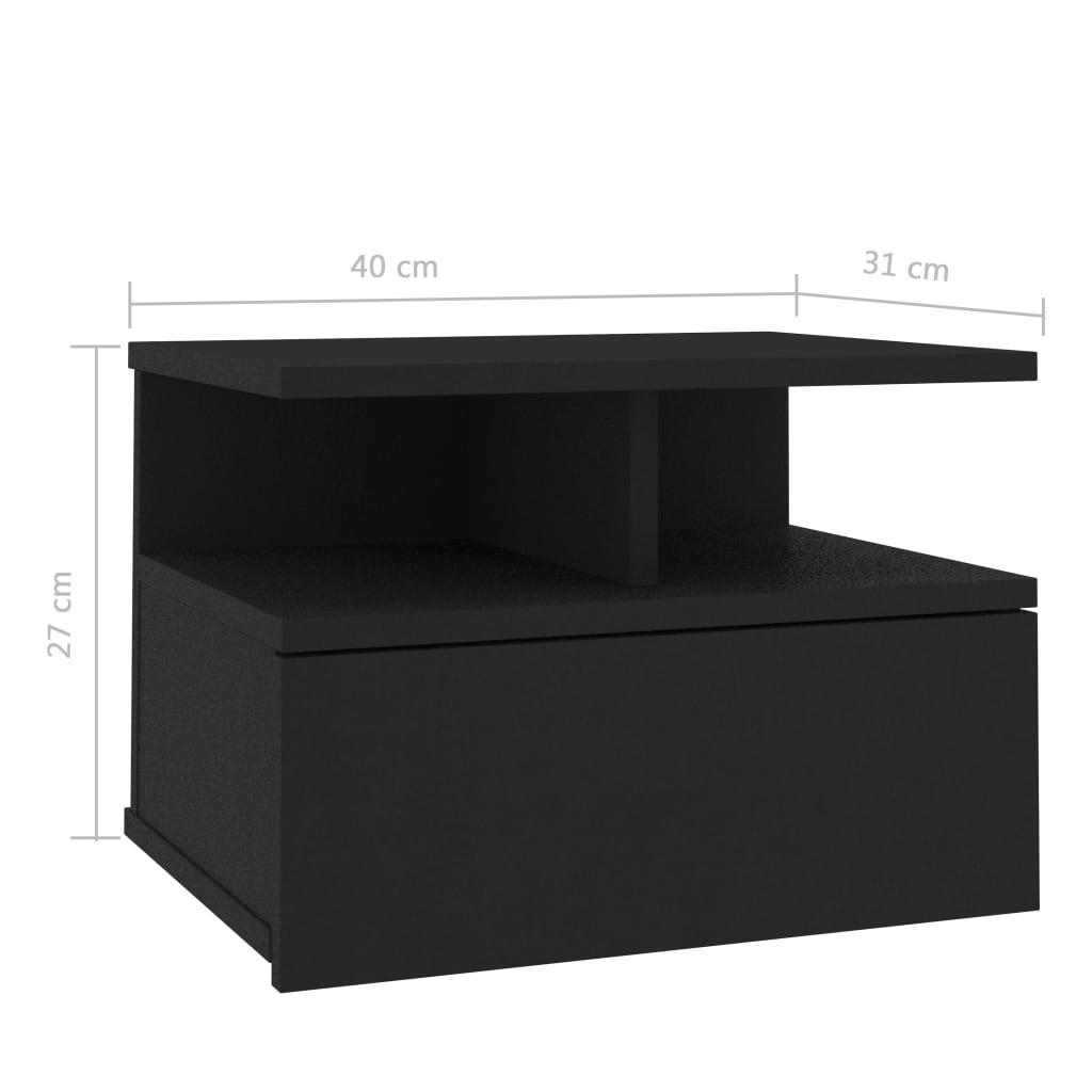 vidaXL svævende natborde 2 stk. 40 x 31 x 27 cm spånplade sort