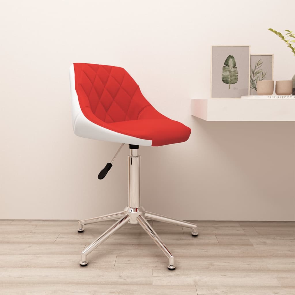 vidaXL drejelig kontorstol kunstlæder rød og hvid