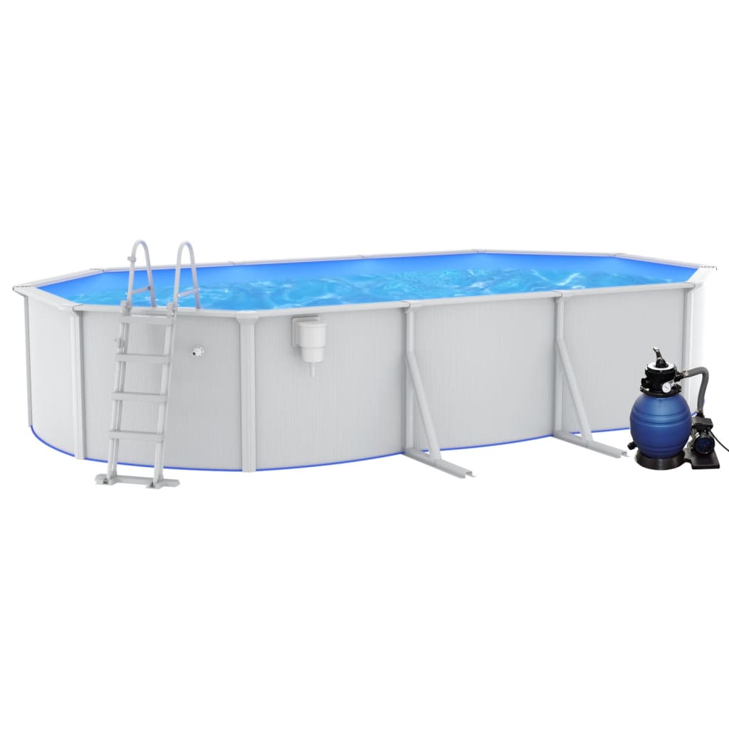 vidaXL swimmingpool med sandfilterpumpe og stige 610x360x120 cm