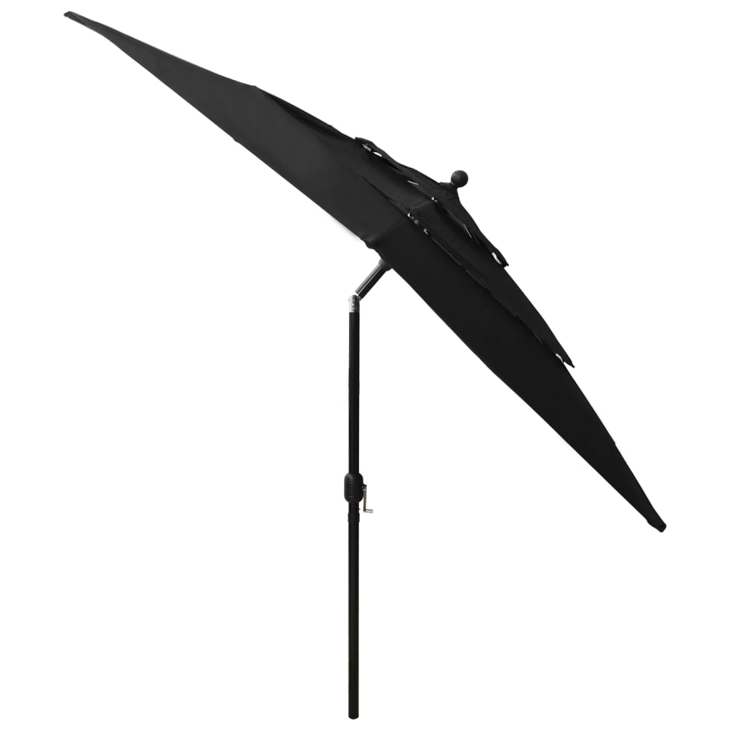 vidaXL parasol med aluminiumsstang i 3 niveauer 2,5x2,5 m sort