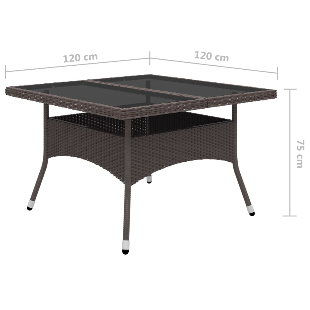 vidaXL spisebordssæt til haven 9 dele polyrattan og glas brun