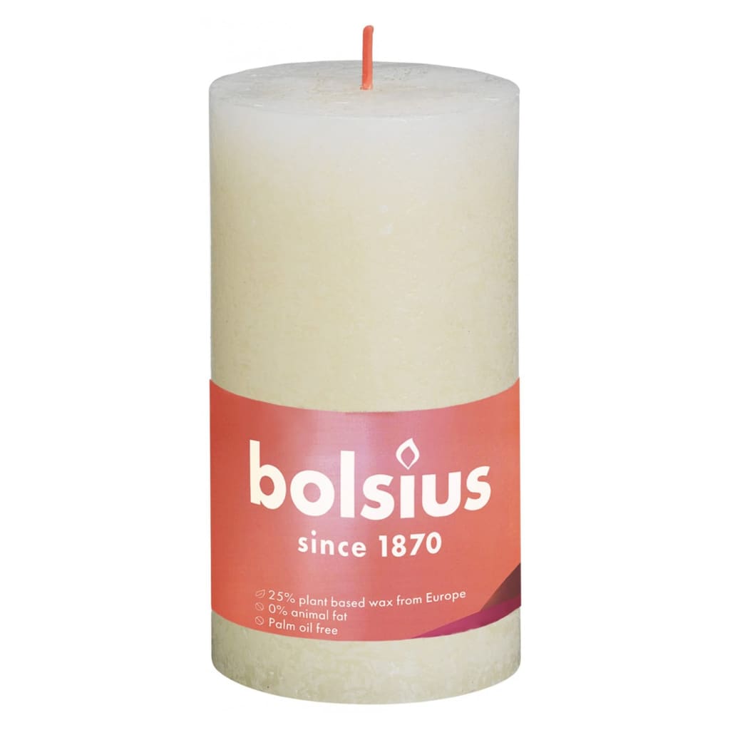 Bolsius rustikke søjlestearinlys Shine 4 stk. 130x68 mm perlehvid