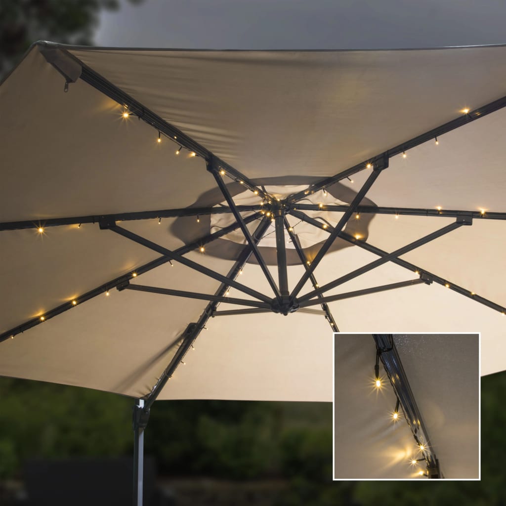 HI LED-soldrevet lyskæde til parasol 130 cm