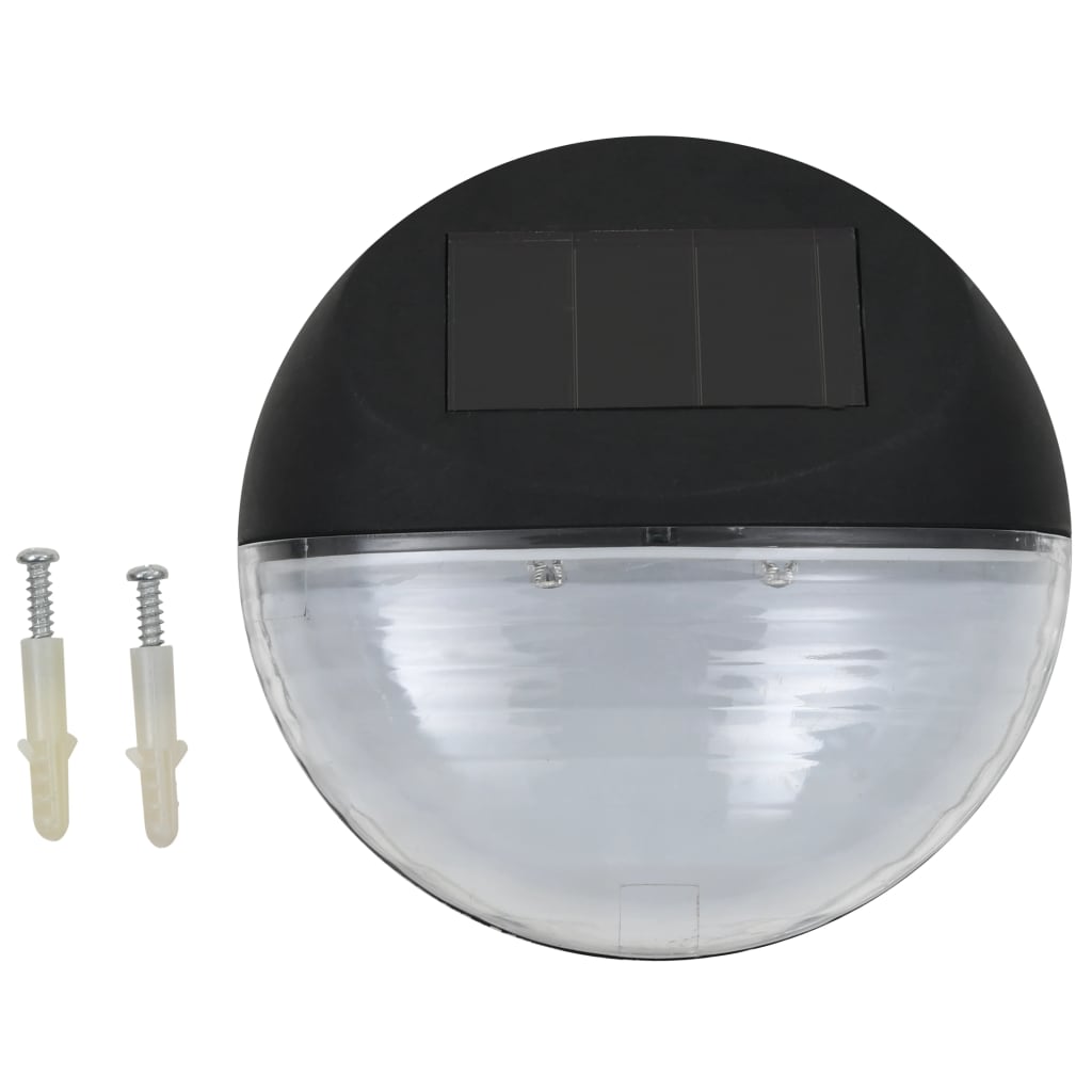 vidaXL væghængte LED-solcellelamper 12 stk. rund sort