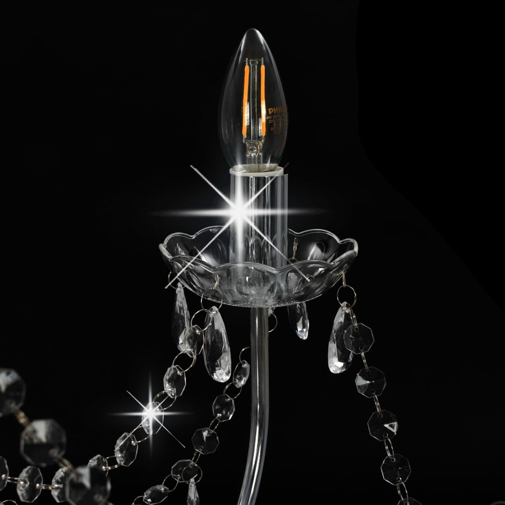 vidaXL lysekrone med perler 8 x E14-pærer sølvfarvet