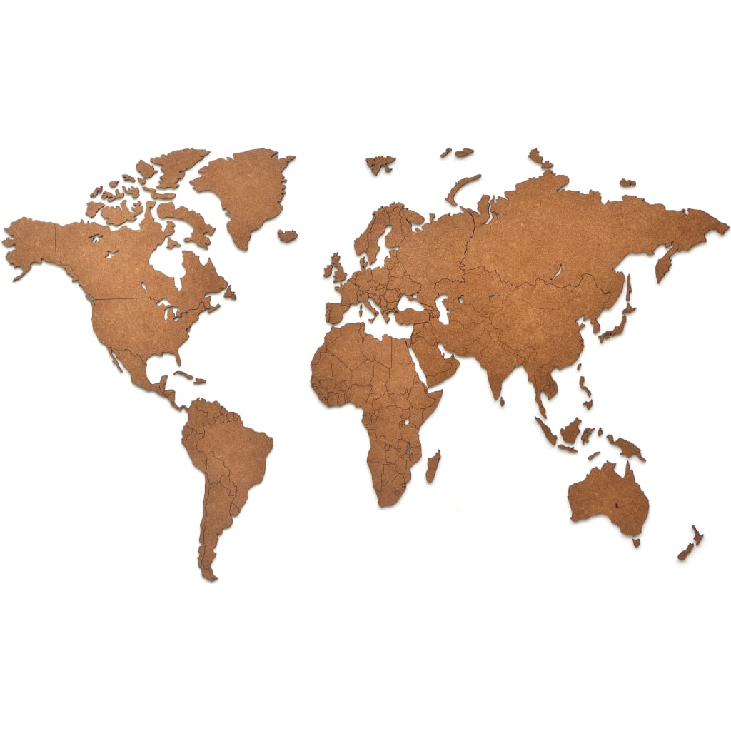 MiMi Innovations verdenskort i træ vægpynt Luxury 90 x 54 cm brun