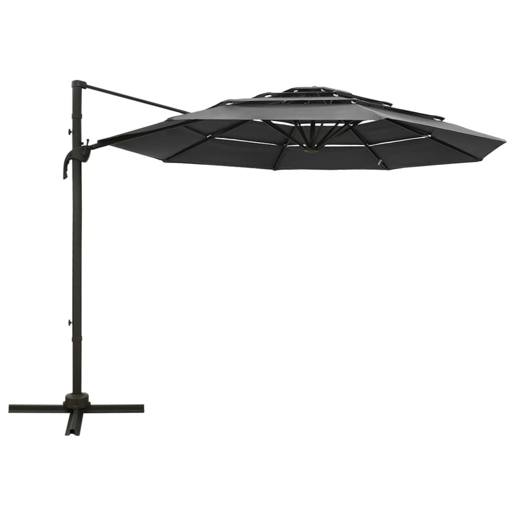 vidaXL parasol med aluminiumsstang 4 niveauer 3x3 m antracitgrå