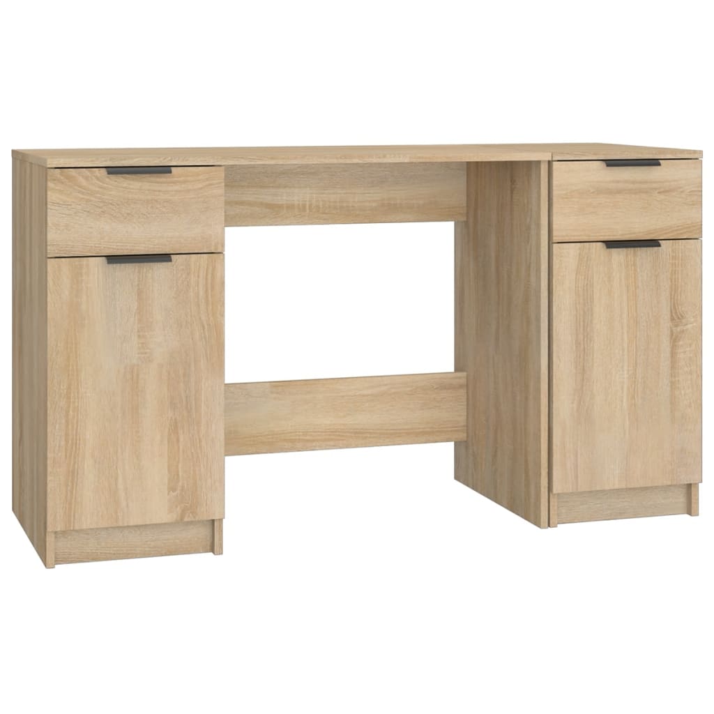 vidaXL skrivebord med sideskab konstrueret træ sonoma-eg